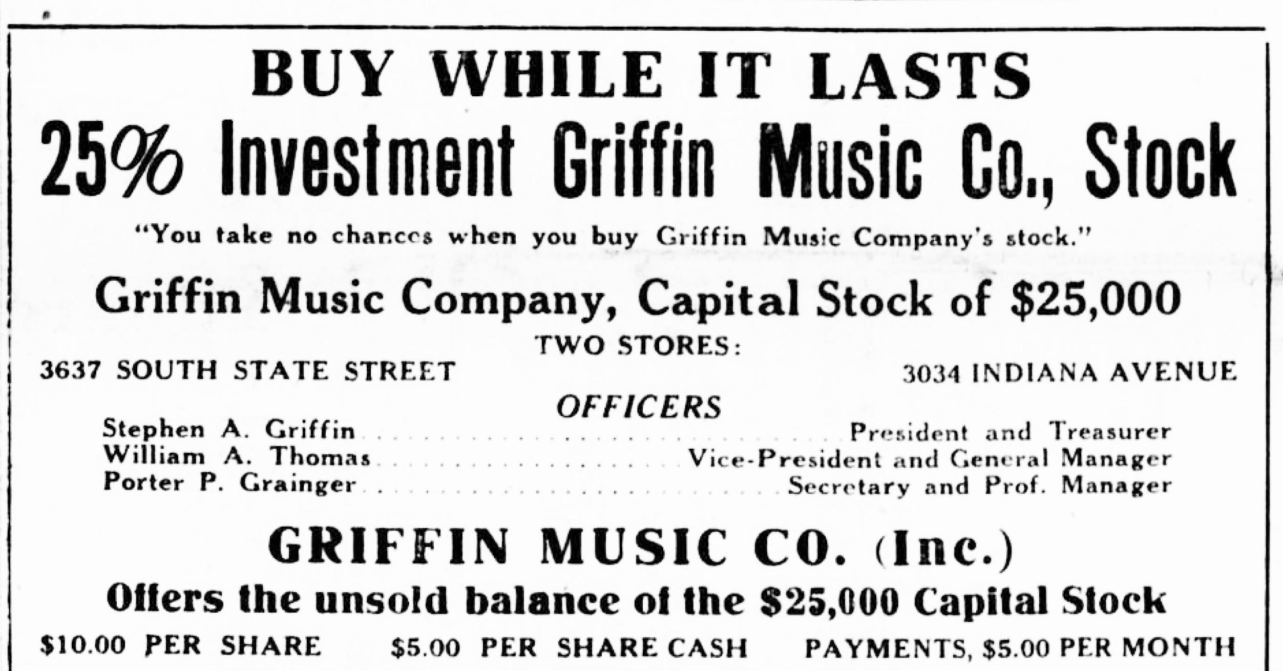Griffin Music stock solicitation